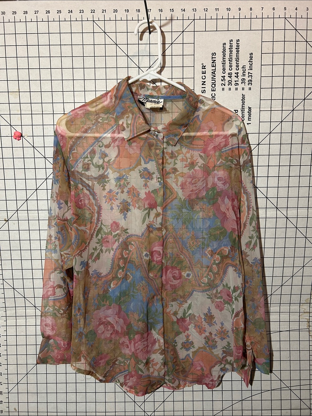Marnie West Vintage-inspired Floral Sheer Button-Up Shirt - Multicolor